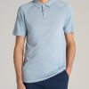 Men American Tall Polos | A.T. Performance: Raglan Men'S Tall Polo Shirt In Light Blue Mix