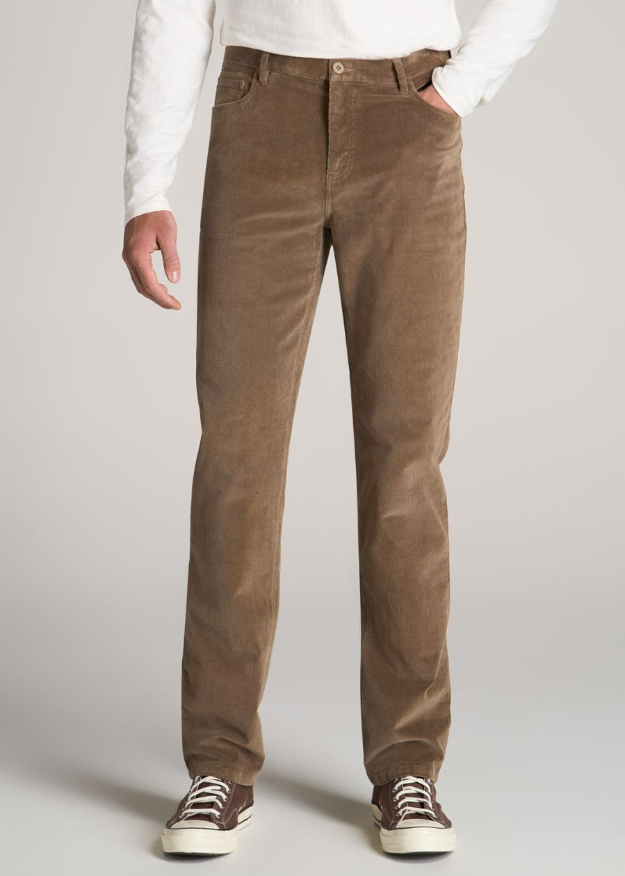 Men American Tall Pants + Chinos | Straight-Leg Stretch Corduroy Pants For Tall Men In Dark Sand