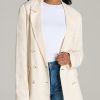 Women American Tall Jackets + Outerwear | Linen Blend Tie Back Blazer For Tall Women In White Alyssum