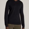 Men American Tall Hoodies + Sweatshirts | Everyday V-Neck Tall Men'S Sweater In Black