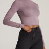 Women American Tall Sweaters | Women'S Tall Crop Mock Neck Sweater In Smoked Mauve