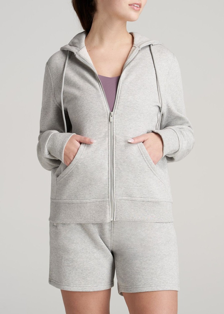 Women American Tall Hoodies + Sweatshirts | Wearever Fleece Full-Zip Women'S Tall Hoodie In Grey Mix