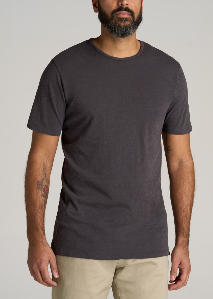 Men American Tall Tees + Tanks | Regular-Fit Slub Tee In Tall Men'S Shirts Charcoal