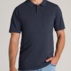 Men American Tall Polos | Lj&S Slub Pocket Polo Shirt For Tall Men In Vintage Midnight Navy