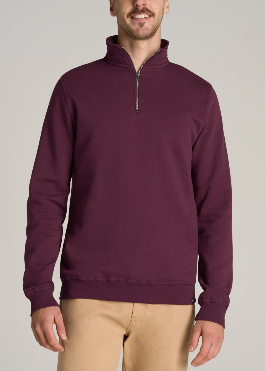 Men American Tall Hoodies + Sweatshirts | Wearever Fleece Quarter-Zip Tall Men'S Sweatshirt In Maroon