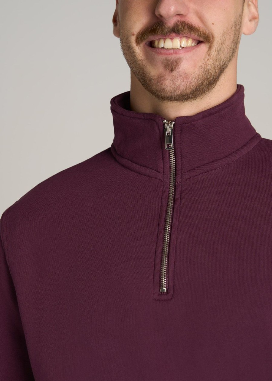 Men American Tall Hoodies + Sweatshirts | Wearever Fleece Quarter-Zip Tall Men'S Sweatshirt In Maroon