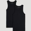 Men American Tall Underwear | Men'S Tall Ribbed Undershirt Tank Top In (2-Pack) Black