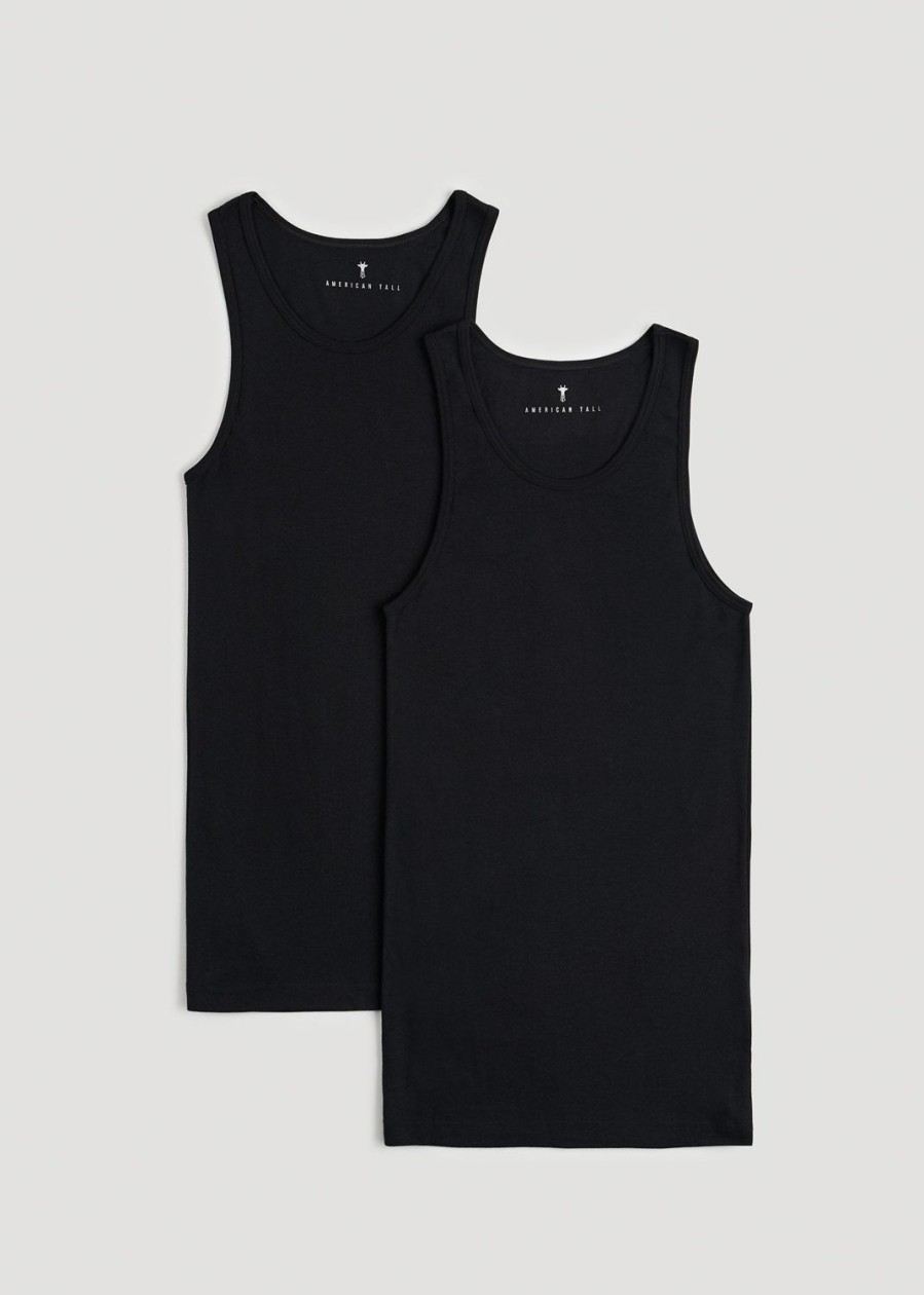 Men American Tall Underwear | Men'S Tall Ribbed Undershirt Tank Top In (2-Pack) Black