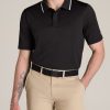 Men American Tall Polos | A.T. Performance Tipped Golf Polo For Tall Men In Black