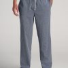 Men American Tall Athletic Pants | Woven Pajama Pants For Tall Men In Dark Blue Stripe