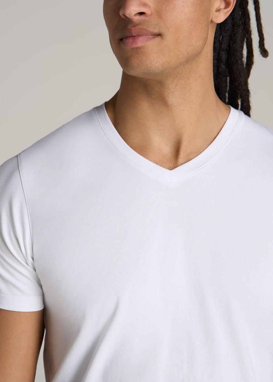 Men American Tall Tees + Tanks | Stretch Cotton Modern-Fit V-Neck T-Shirt For Tall Men In White