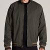 Men American Tall Jackets + Coats | Lj&S Cotton Bomber Jackets For Tall Men In Olive Green