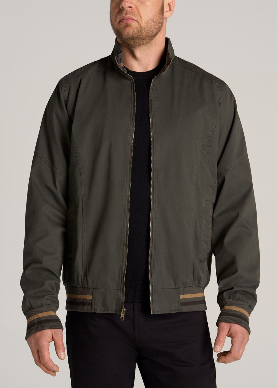 Men American Tall Jackets + Coats | Lj&S Cotton Bomber Jackets For Tall Men In Olive Green