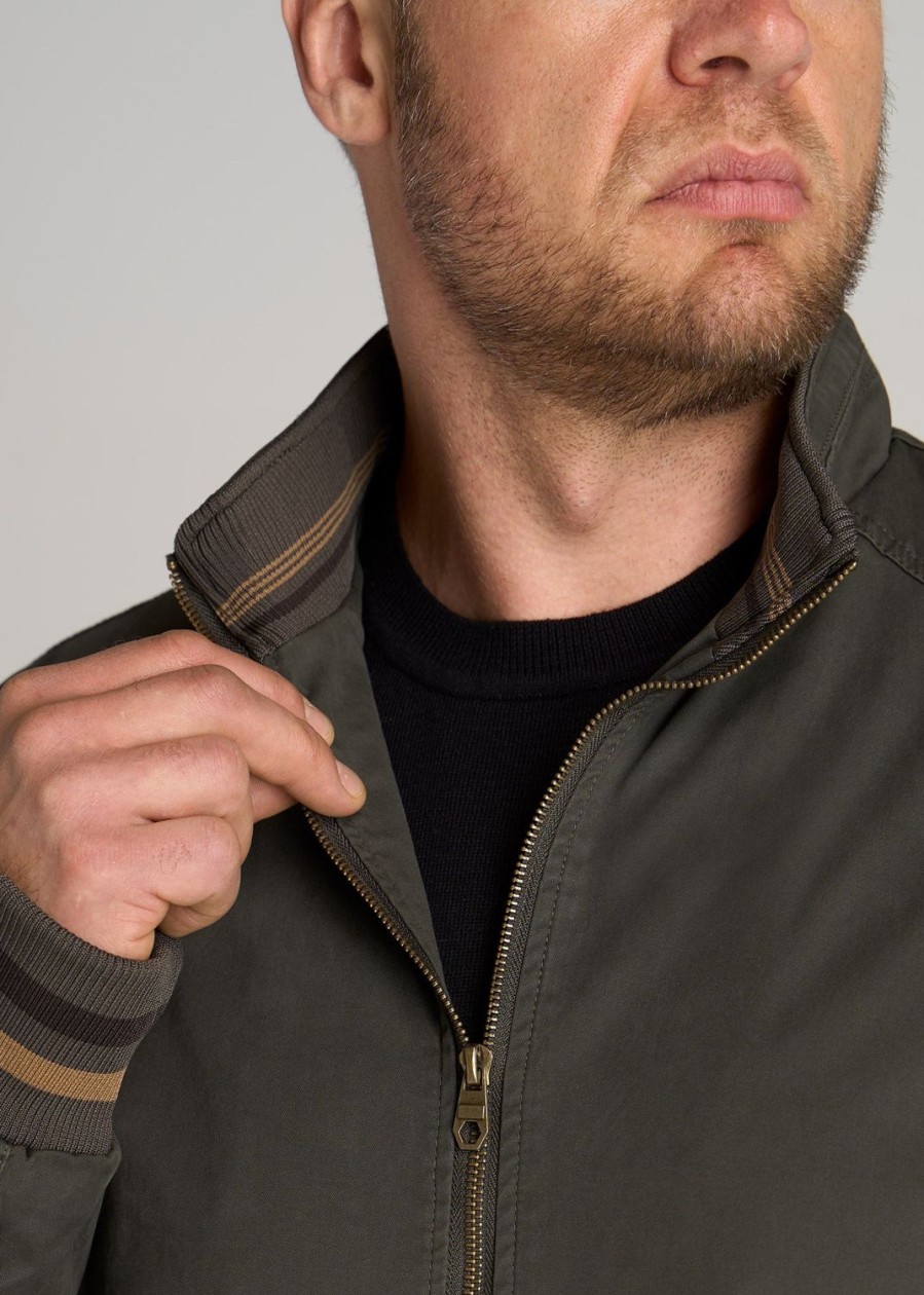 Men American Tall Jackets + Coats | Lj&S Cotton Bomber Jackets For Tall Men In Olive Green