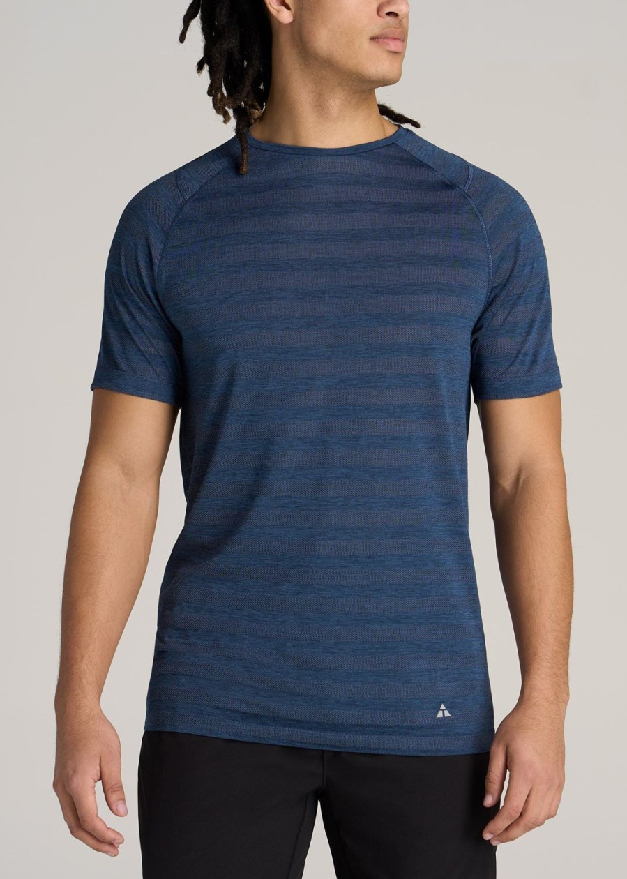 Men American Tall Tees + Tanks | A.T. Performance Modern-Fit Crewneck Raglan Short Sleeve T-Shirt For Tall Men In Navy Heather