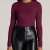 Women American Tall Long Sleeve Tees | Fitted Ribbed Long Sleeve Tee In Tall Women'S Shirts Elderberry