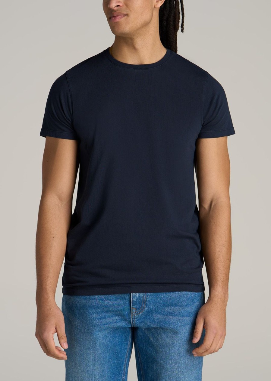 Men American Tall Tees + Tanks | Modern-Fit Garment Dyed Cotton Men'S Tall T-Shirt In Evening Blue