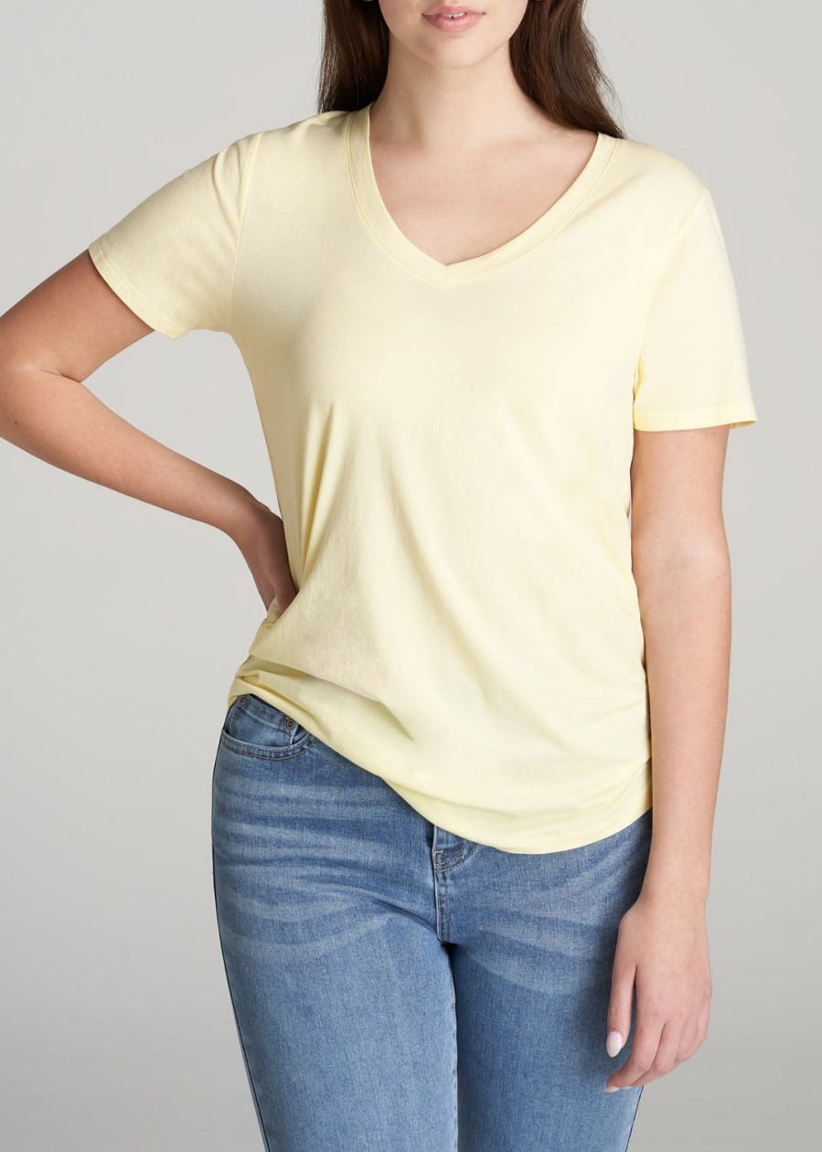 Women American Tall Tees, Tanks + Bodysuits | Women'S Tall Scoop V-Neck Tee In Butter Yellow