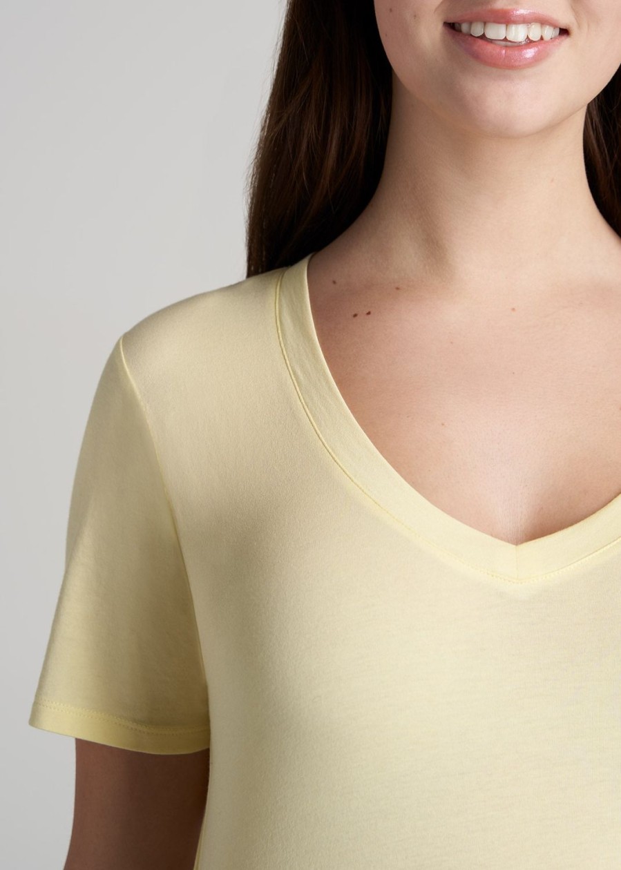 Women American Tall Tees, Tanks + Bodysuits | Women'S Tall Scoop V-Neck Tee In Butter Yellow