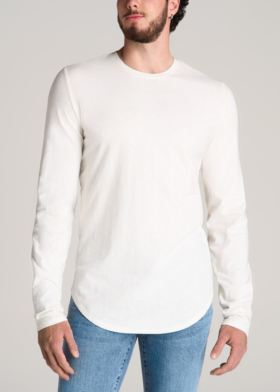 Men American Tall Long Sleeve Tees + Thermals | Slub Long Sleeve Scoop Tall Men'S Tee In Ecru