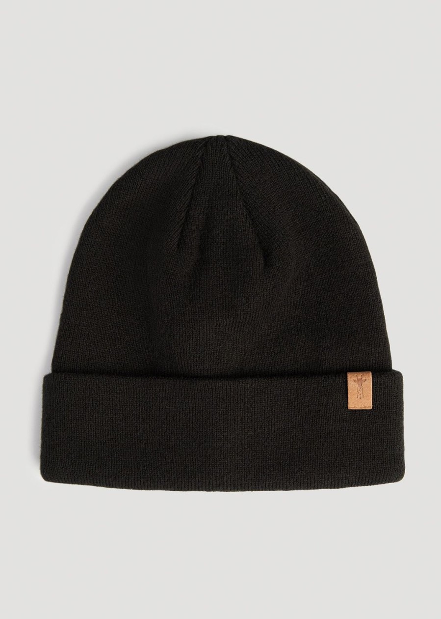 Men American Tall Other Accessories | Men'S Tall Cuffed Beanie Hat In Black