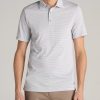 Men American Tall Polos | A.T. Performance Stretch Stripe Golf Tall Men'S Polo Shirt In Light Grey