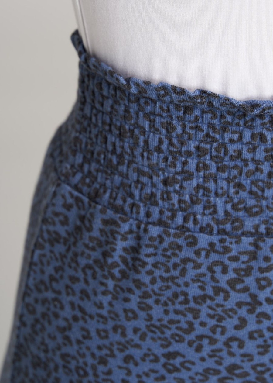 Women American Tall Athletic Pants | Cozy Pj Lounge Shorts For Tall Women In Navy Leopard