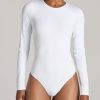 Women American Tall Tees, Tanks + Bodysuits | Long Sleeve Bodysuit For Tall Women In Bright White