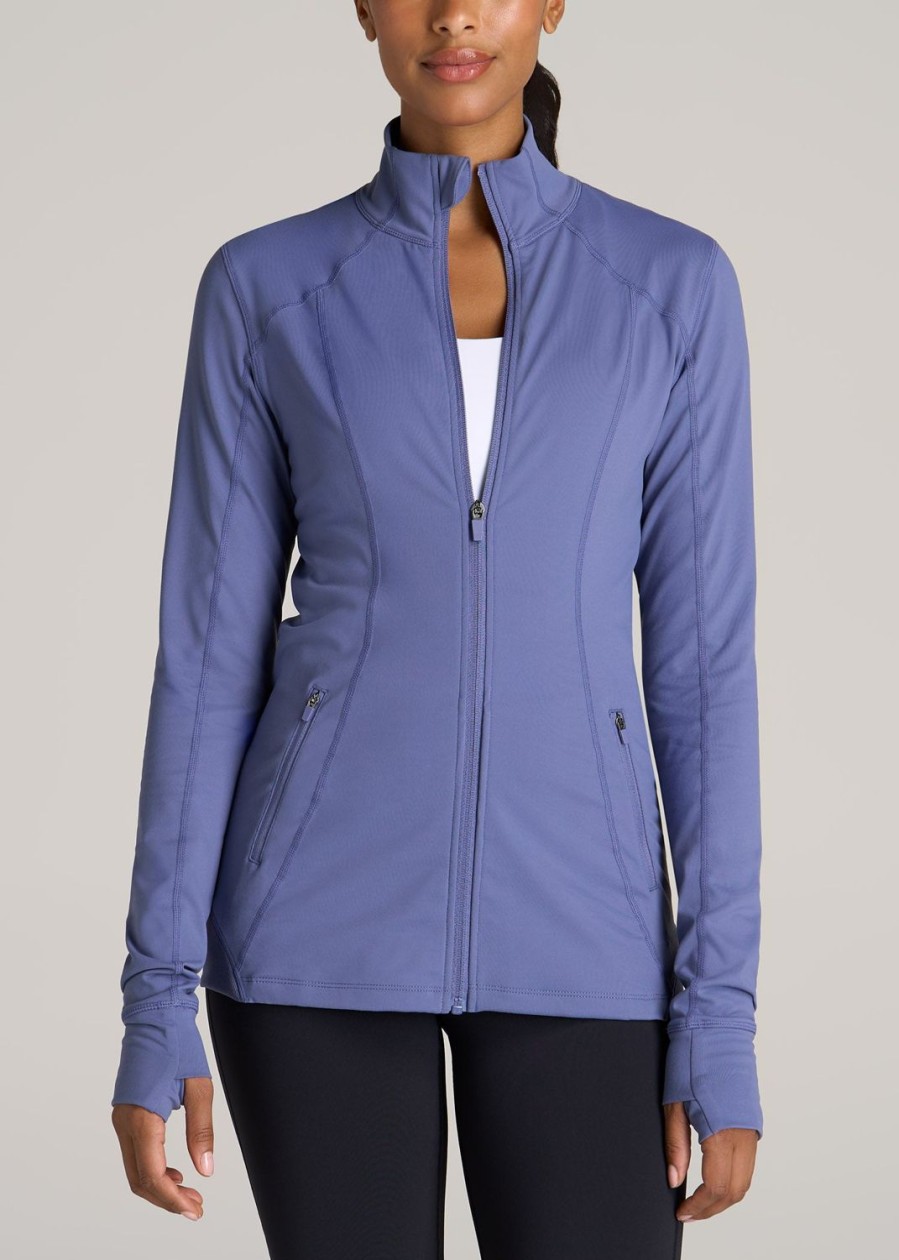 Women American Tall Jackets + Outerwear | Women'S Athletic Zip-Up Jacket In Marlin Blue