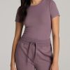 Women American Tall Tees, Tanks + Bodysuits | Fitted Ribbed Tee In Women'S Tall T-Shirts Smoked Mauve