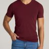 Men American Tall Tees + Tanks | The Essential Slim-Fit V-Neck Men'S Tall Tees In Garnet Red