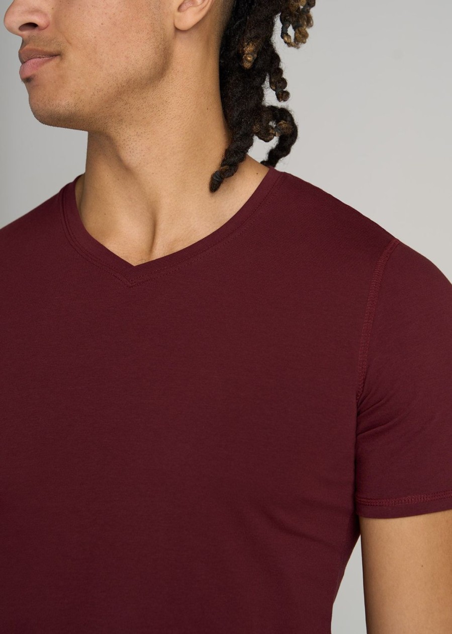 Men American Tall Tees + Tanks | The Essential Slim-Fit V-Neck Men'S Tall Tees In Garnet Red