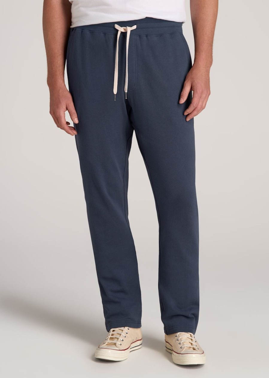 Men American Tall Athletic Pants | Lj&S Brushed Terrycloth Sweatpants For Tall Men In Vintage Midnight Navy