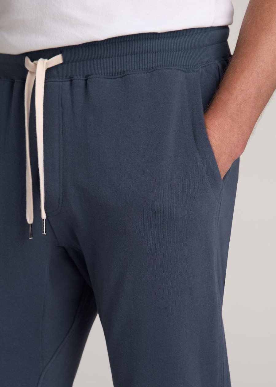 Men American Tall Athletic Pants | Lj&S Brushed Terrycloth Sweatpants For Tall Men In Vintage Midnight Navy