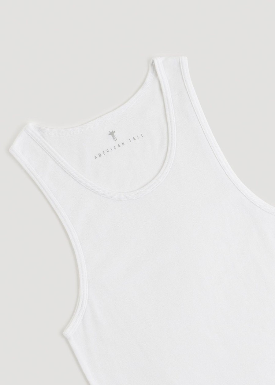 Men American Tall Underwear | Men'S Tall Ribbed Undershirt Tank Top In (2-Pack) Bright White