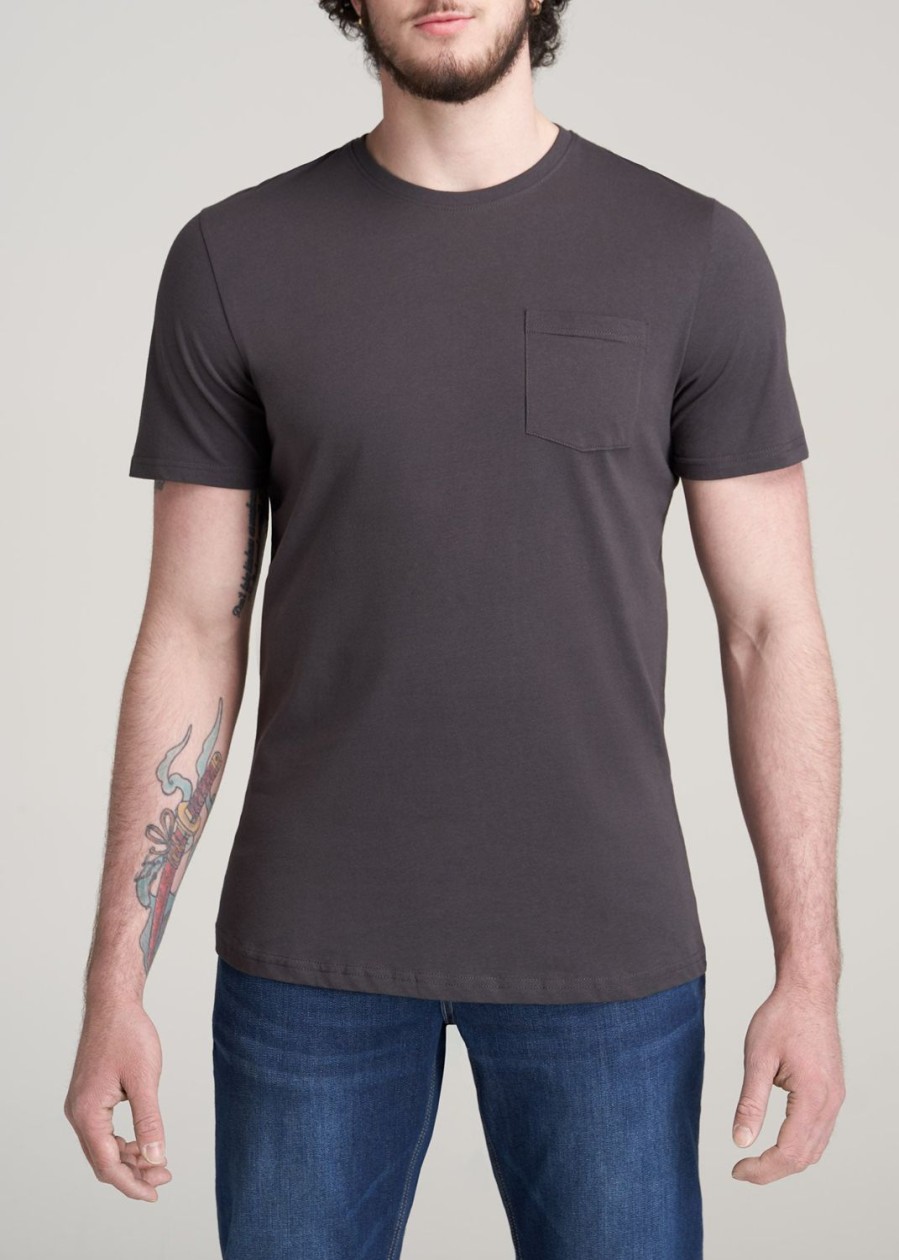 Men American Tall Tees + Tanks | Everyday Pocket Regular Fit T-Shirt For Tall Men In Charcoal