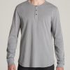 Men American Tall Long Sleeve Tees + Thermals | Heavy Slub Henley Shirt For Tall Men In Ice Grey