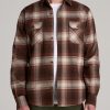 Men American Tall Button Shirts | Lj&S Rugged Plaid Shirt Men'S In Dark Brown And Beige Plaid