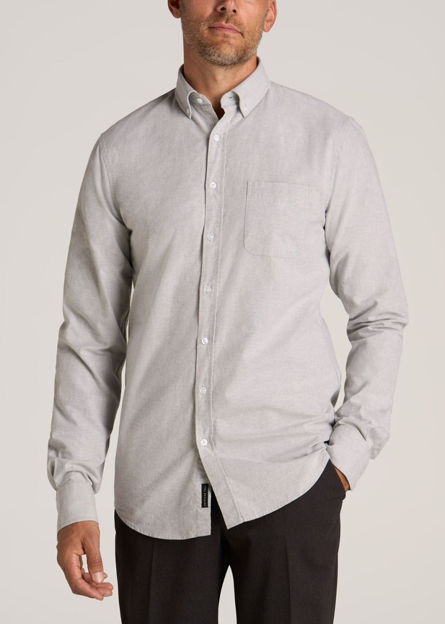 Men American Tall Button Shirts | Washed Oxford Shirt For Tall Men In Silvermist