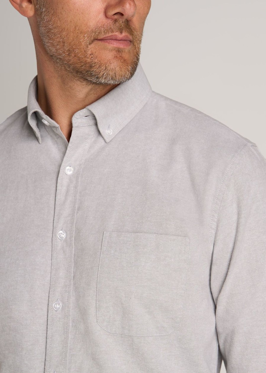 Men American Tall Button Shirts | Washed Oxford Shirt For Tall Men In Silvermist