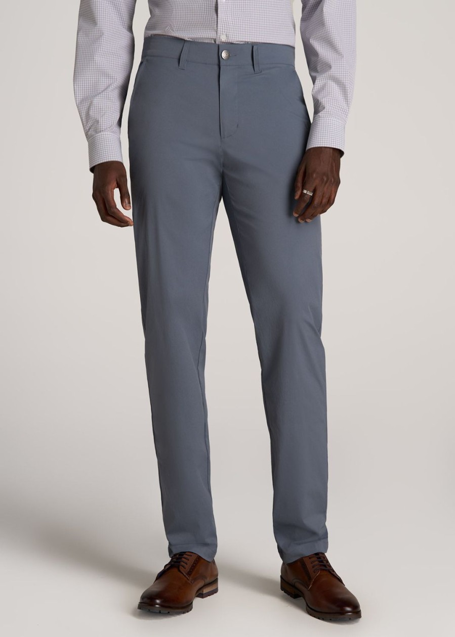 Men American Tall Pants + Chinos | Tapered Fit Traveler Chino Pants For Tall Men In Smoky Blue