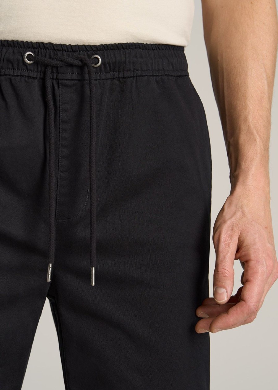 Men American Tall Pants + Chinos | Stretch Pull On Tapered-Fit Deck Pants For Tall Men In Black