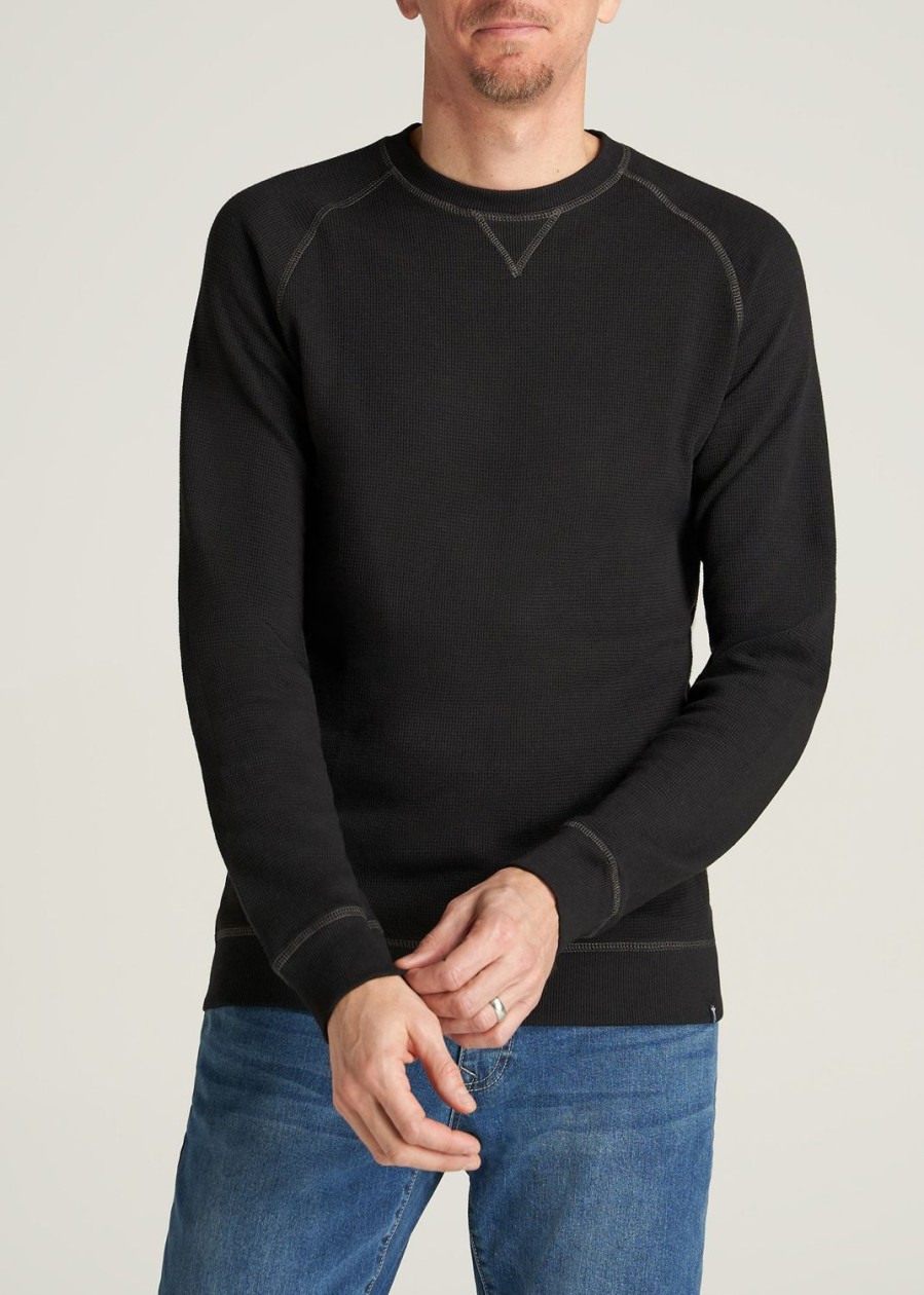 Men American Tall Long Sleeve Tees + Thermals | Heavy Thermal Raglan Tall Long Sleeve Shirt In Black