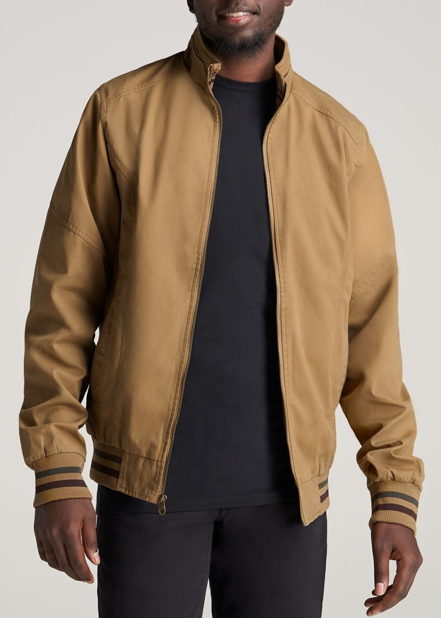 Men American Tall Jackets + Coats | Lj&S Cotton Bomber Jackets For Tall Men In Sahara