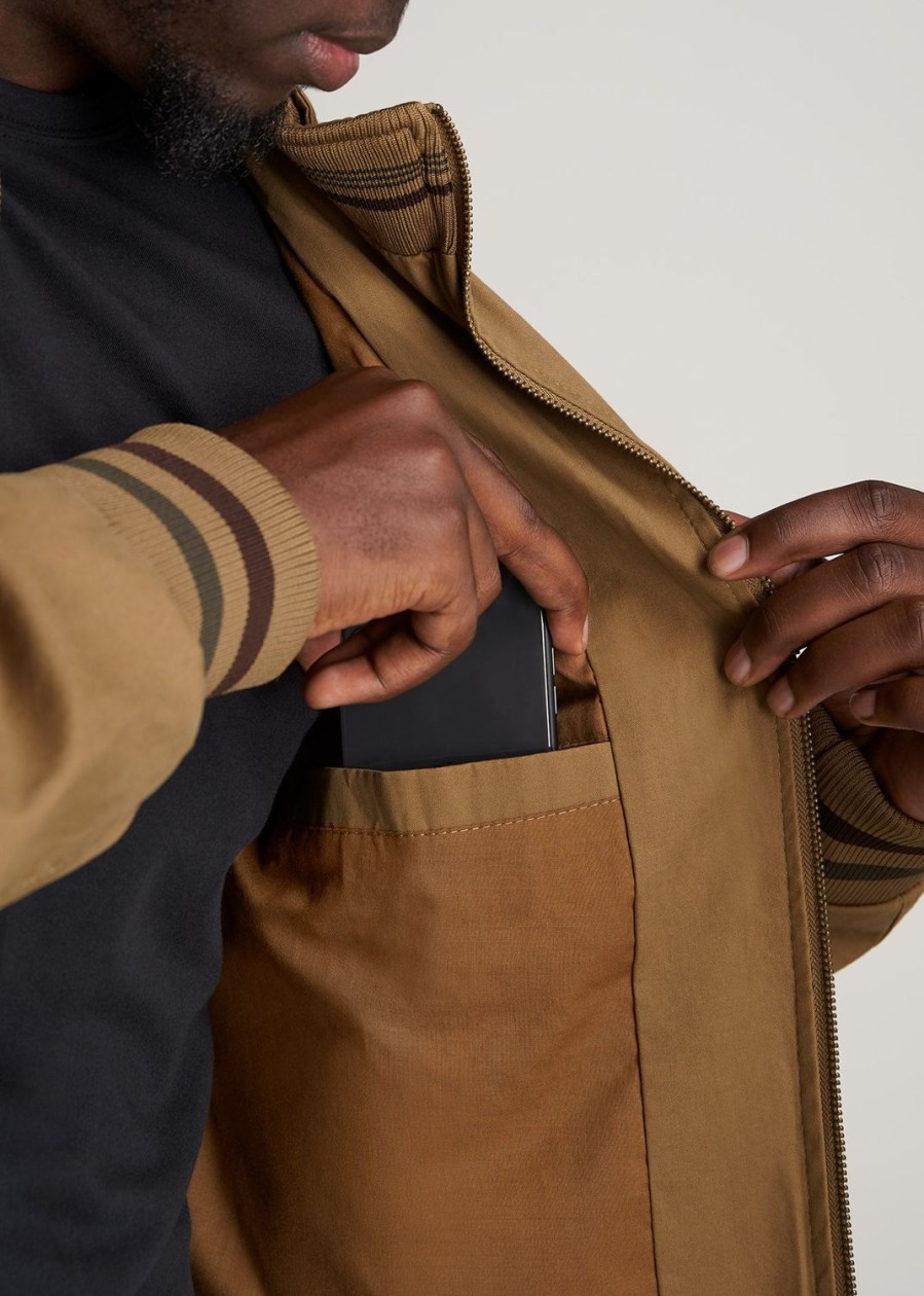 Men American Tall Jackets + Coats | Lj&S Cotton Bomber Jackets For Tall Men In Sahara