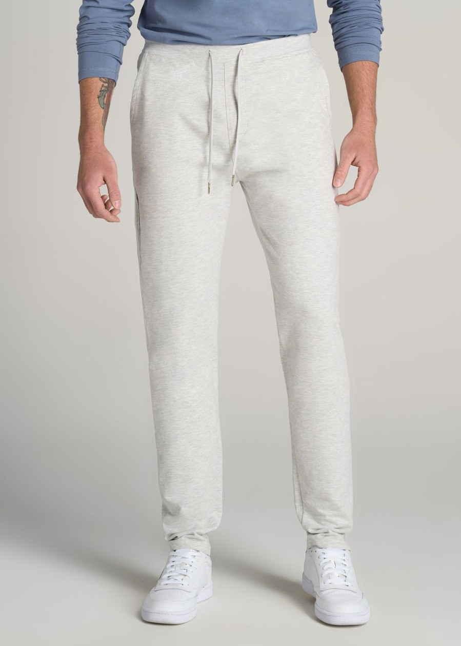 Men American Tall Athletic Pants | Microsanded French Terry Sweatpants For Tall Men In Grey Mix