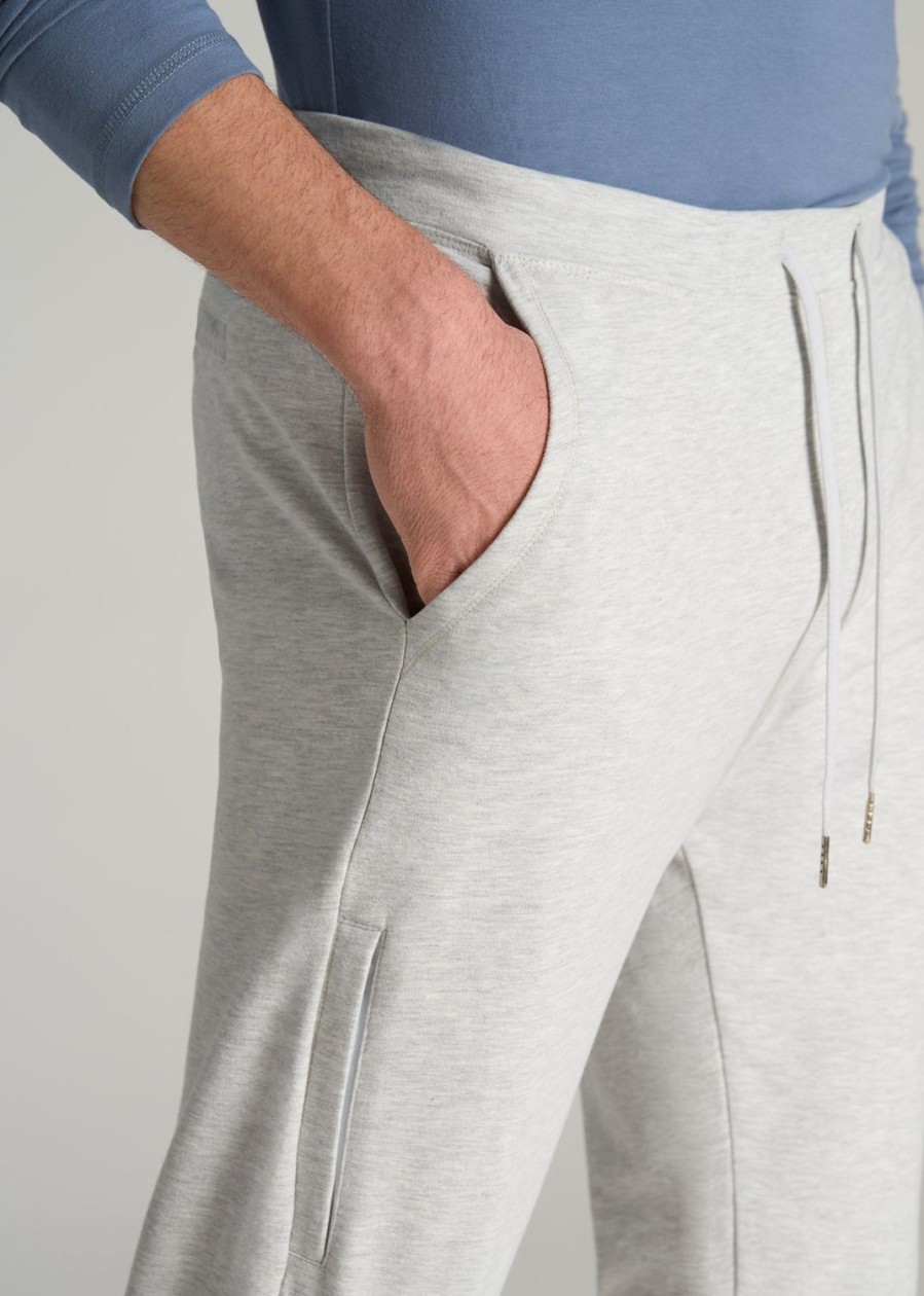 Men American Tall Athletic Pants | Microsanded French Terry Sweatpants For Tall Men In Grey Mix