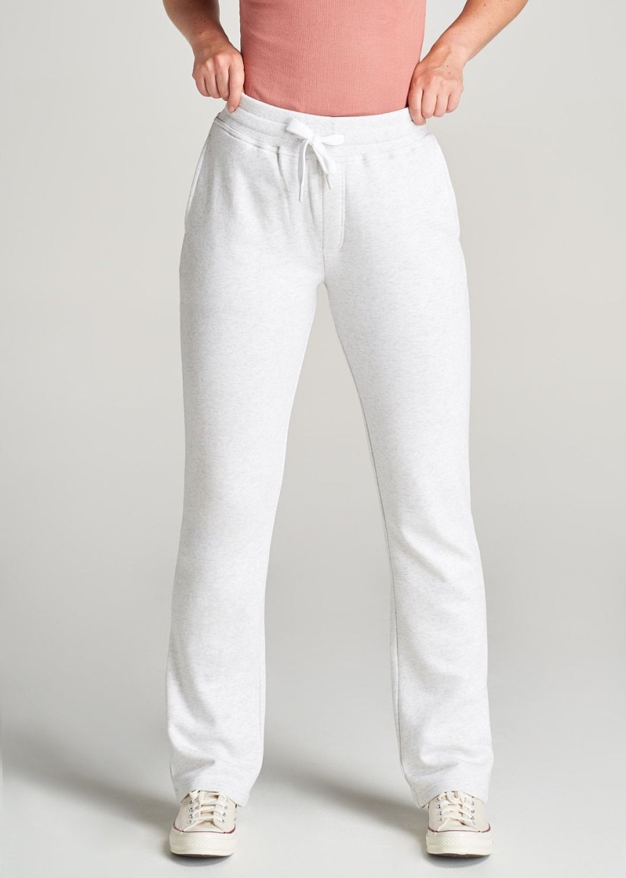 Women American Tall Athletic Pants | Wearever Fleece Open-Bottom Sweatpants For Tall Women In Heather Cloud White