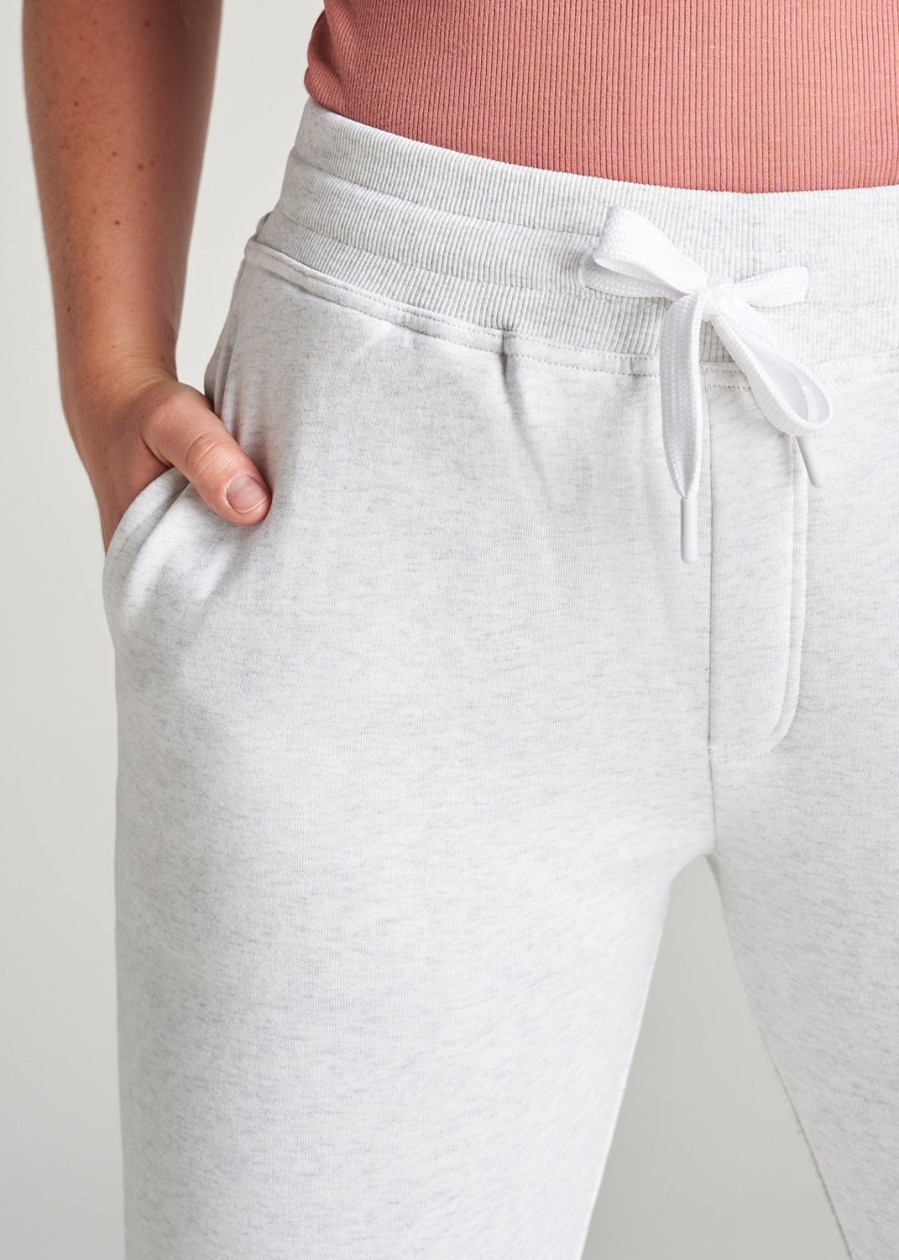 Women American Tall Athletic Pants | Wearever Fleece Open-Bottom Sweatpants For Tall Women In Heather Cloud White