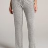 Women American Tall Athletic Pants | Open-Bottom Cozy Pj Lounge Pants For Tall Women In Grey Mix